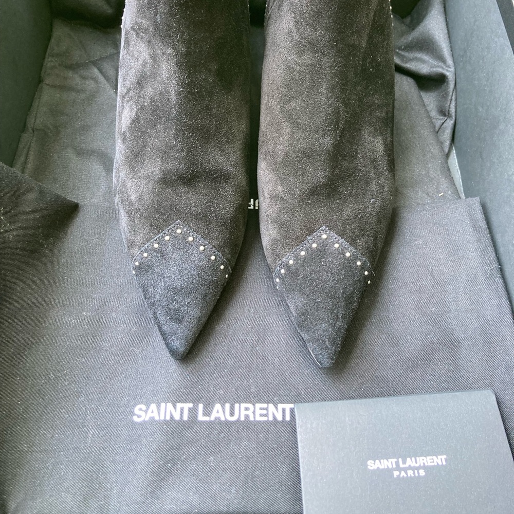 Saint Laurent Black Blaze Studded Booties - Picture 6 of 14